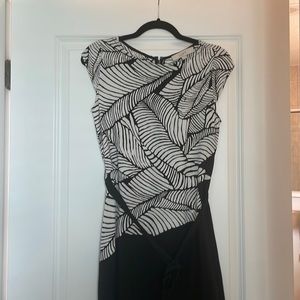 Loft sheath dress, zipper back, waist tie.